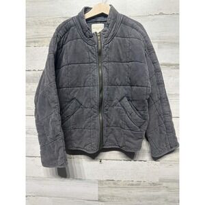 Chelsea & Violet Quilted Bomber Jacket Girls Medium Grey Full Zip EUC